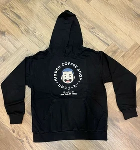 Sudadera con capucha negra Hidden NY Coffee Shop M logotipo de dibujos animados japoneses Ludlow Street NYC - Imagen 1 de 1