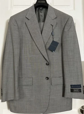 NWT OLIVER Mens 40S Black & White Houndstooth SUPER 120s Wool 2 Pc 34" W - Image 1 of 4