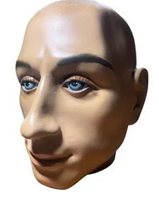Vintage lebensgroße männliche Schaufensterpuppe Kopf blaue Augen riesiger Kopf Ohren Display Requisite Perücke 9,5 Zoll - Bild 1 von 9