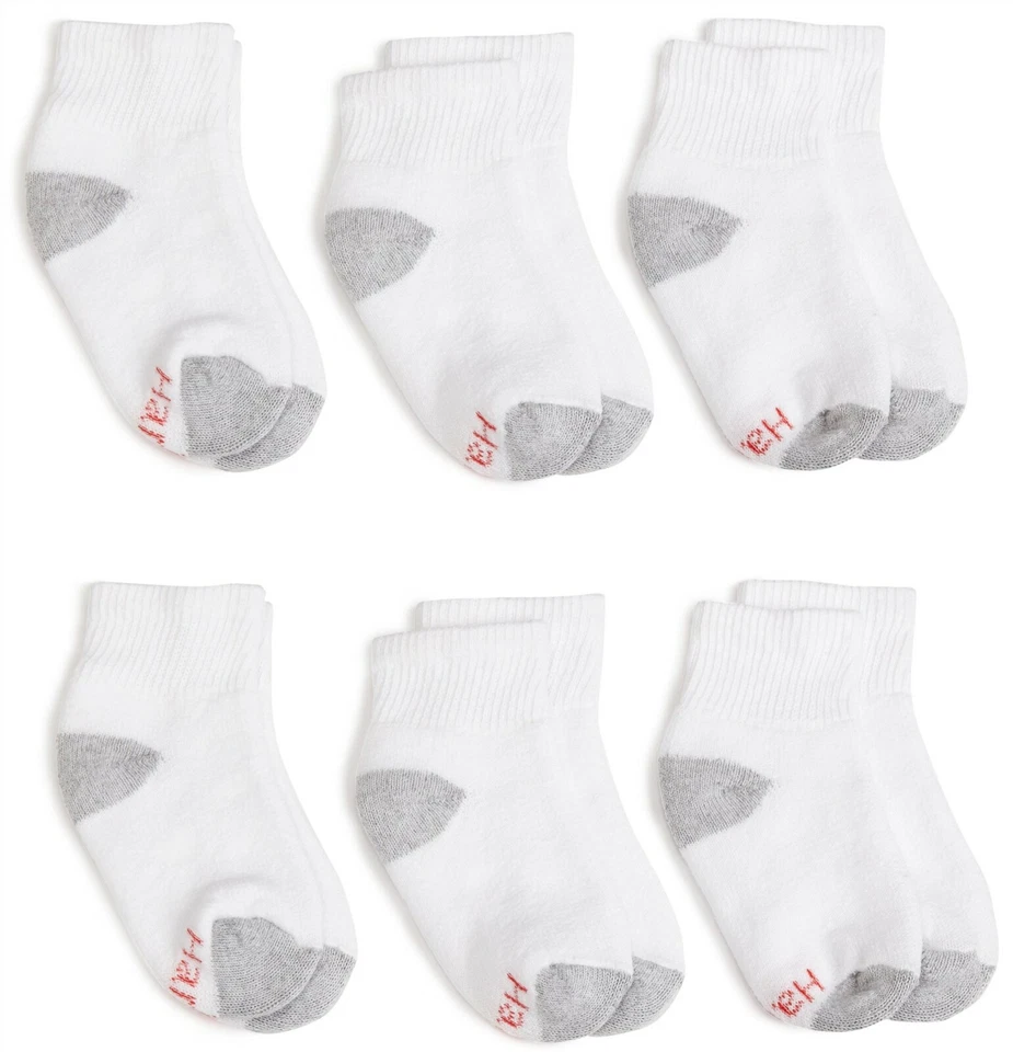 Hanes 362/6 Ultimate Boys Girls Youth Kids 6-Pack Ankle Socks NEW!!