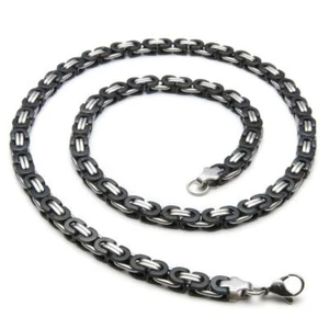 Herren Königskette 6 mm 750 Weißgold vergoldet Bicolor schwarz silber K2037L - Picture 1 of 6