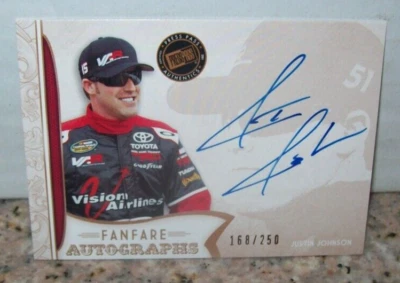JUSTIN JOHNSON 2011 PRESS PASS FANFARE RACING AUTOGRAPHED CARD 168/250 MADE - Image 1 of 2