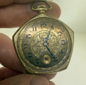 Vintage Art Deco Swiss Gruen Veri Thin 17j Gold Filled Pentagon Pocket Watch - Picture 1 of 12