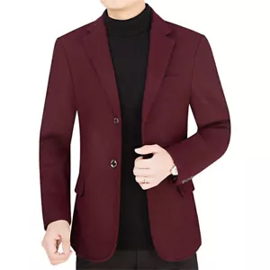 Men Formal Work Blazer Jacket Business Casual Button Slim Fit Suit Coat Tops - Picture 1 of 11