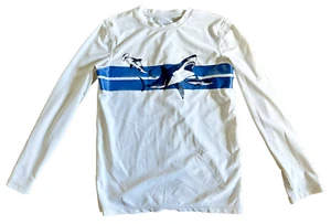 Gap boys rash guard top size M white long sleeve shark print - Picture 1 of 8