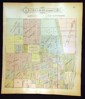 1910 Plat Map City of Joliet Illinois Will County Broadway Washington Heights #4 - Image 1 of 4