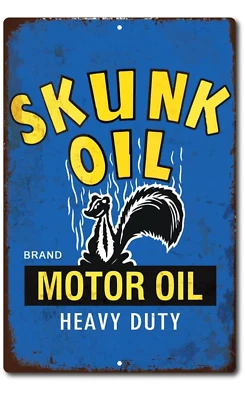 Skunk Motor Oil Gasoline Sign, Gas Station, Garage, Auto Shop, Retro Tin Sign - Image 1 of 4