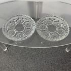 2 Vintage Clear Cut Glass Ashtrays, Coasters or Trinket Dishes Made in Italy
