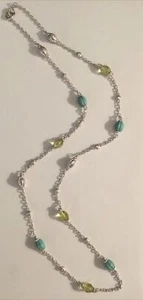 Judith Ripka 925 Sterlingsilber Türkis & Zitronenquarz Bahnhof Halskette, 36" - Bild 1 von 9