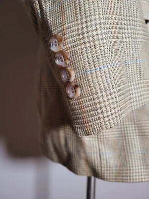 43L Orange blue Windowpane Check SILK wool Blazer Jacket  Sport Coat Jos. Bank - Image 1 of 4