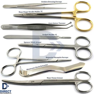 Universal Surgical Instruments Set Tissue Suture Scissors Needle Holder Forceps - Picture 1 of 9