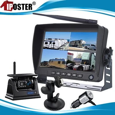 Digital Wireless 7" DVR Monitor Solar Rechargeable Battery Backup Camera For Rv - Image 1 of 4