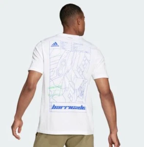 adidas Men's Barricade Graphic Logo Tennis T-Shirt White H48966 - Picture 1 of 11
