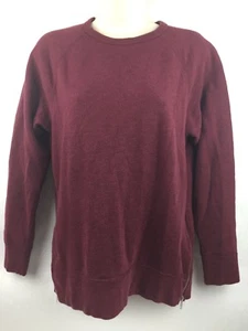Women's J.Crew Maroon Crew Neck Pullover Sweater Zipper Sides Size XXS - Picture 1 of 5