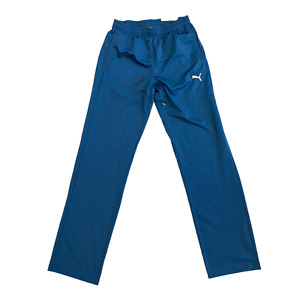 Puma Men's Logo Trousers (Size S) Blue Poly Fitness Jogging Bottoms - New