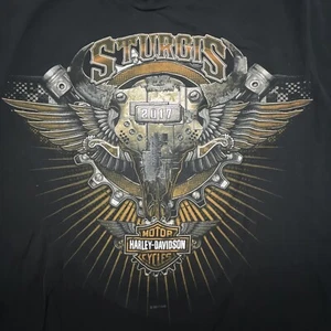 HARLEY DAVIDSON STURGIS SOUTH DAKOTA BLACK GRAPHIC T SHIRT MEN'S SIZE L - Picture 1 of 14