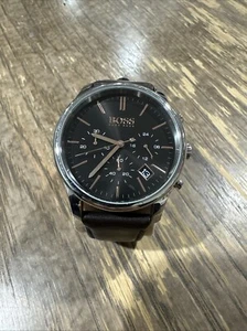 Hugo Boss Black dial Chronograph Date 6.974.622 Leather Men's Quartz Watch - Picture 1 of 3