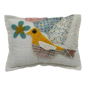NEW Handmade Bird Pillow Vintage Feed Sack Quilt Chenille Bedspread Super Cute!! - Picture 1 of 7