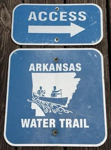 Vintage Retired Street Sign Metal Arkansas Water Trail Access Rare - Picture 1 of 6