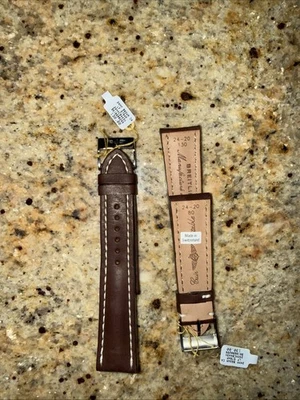 Correa de cuero de becerro marrón oscuro Breitling 24 mm con hebilla nueva Foto 1 de 3