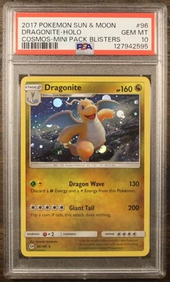 2017 DRAGONITE POKEMON SUN & MOON COSMOS HOLO #96 PSA 10 GEM MINT POP 16 RARE - Image 1 of 2