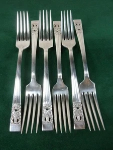 6 Vintage Oneida Coronation pattern silver plated Dessert Side Forks Hampton #1 - Picture 1 of 1