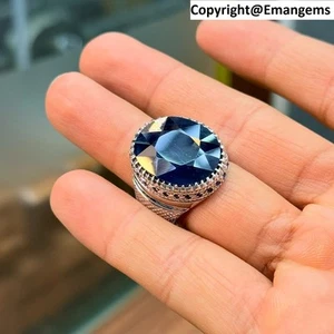 Real African Sapphire Ring in 925 Sterling Silver Natural African Blue Sapphire - Picture 1 of 4