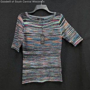 NWT Wmns VERTIGO Colorful Heather Knit Short Sleeve Top Sz L MSRP$220 - Picture 1 of 4