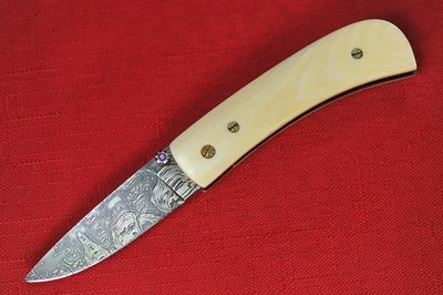 Barry Gallagher Custom Full Dress Gentleman's knife .01" Damascus Blade - Image 1 of 4