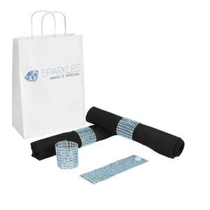 25 Light Blue Rhinestone Napkin Rings - 8 Row Reusable Fasteners - Picture 1 of 5