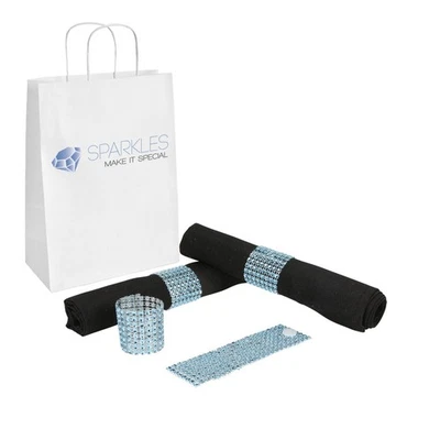 25 Light Blue Rhinestone Napkin Rings - 8 Row Reusable Fasteners - Image 1 of 4
