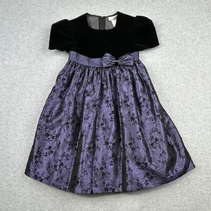 Bonnie Jean Dress Girls 6 Purple Black Velvet Holiday Party Bow USA Whimsigoth - Picture 1 of 14