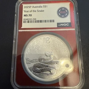 2025P Australia Silver Lunar Year of the Snake Coin MS70 1oz NGC - Picture 1 of 2
