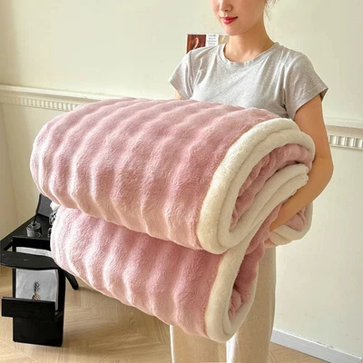 Plush Warm Throw Blanket A Grade Artificial Rabbit Fur Soft Thick Fluffy Blanket - Image 1 of 4