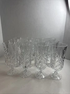 Lead Crystal Iced Tea Glasses Portico Flared Rim Vintage 8 inches tall Set Of 12 - Picture 1 of 13