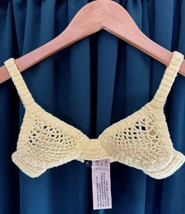 Sujetador Bralet ISA BOULDER Explore Exclusivo Crochet Amarillo Mantequilla Transparente Para Mujer XS - Imagen 1 de 10
