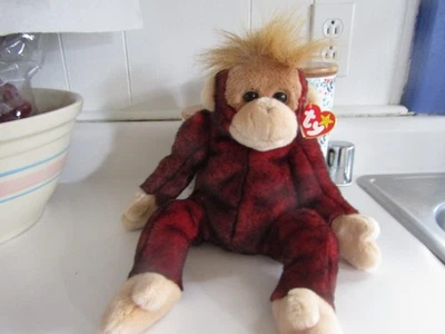 TY BEANIE BUDDIES SCHWEETHEART THE ORANGOTANGO COM ETIQUETAS - Imagem 1 de 4