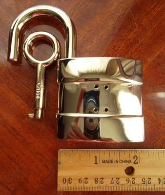 Shiny Gold tone PADLOCK & KEY Charm, tag for Chloe Paddington Bag, Handbag,purse - Image 1 of 4