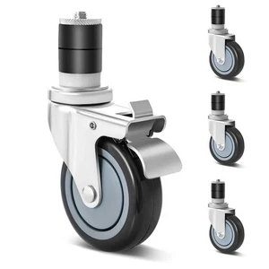 4PCS Swivel Caster Kitchen Prep Table Wheel For 1-1/2" ID Tubing w/Brake - Picture 1 of 9