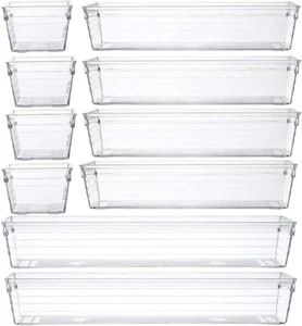 Clear Plastic Drawer Organizer Tray for Vanity Cabinet (Set of 10), Storage Tray - Picture 1 of 12
