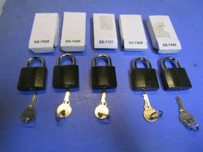 5 Defense2, 1 - 1/2” Green Padlock SS-7420 Manager Lock Keyed Alike 5 Locks. NEW - Image 1 of 4