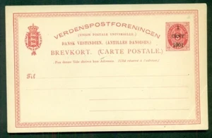 DANISH WEST INDIES #BK6, 1 CENT 1901 surcharge on 3¢ card, unused, VF, - Imagen 1 de 1