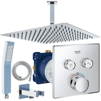 Unterputz Duschsystem mit Kopfbrause 300 x 300, Grohe Grohtherm SmartControl Set - Bild 1 von 4