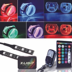 RGB Color LED Demon Eye Wireless Remot Control Halo Ring Headlight Projector Kit - Picture 1 of 6