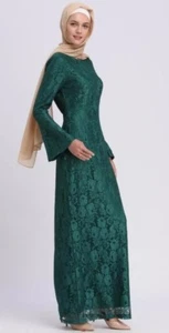 Women Abaya Kaftan Long Dress Lace Muslim Dress Ball Gown Jilbab Arabic Dress - Picture 1 of 1