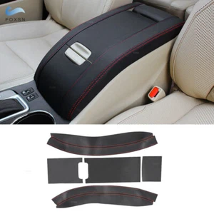 5Pcs Black Leather+Red Center Armrest Box Cover For Toyota Highlander 2015--2018 - Bild 1 von 7