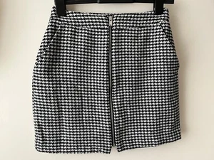 New Look Petite Skirt Size 10 Dogstooth High Rise A Line Mini Casual Formal Wint - Picture 1 of 10