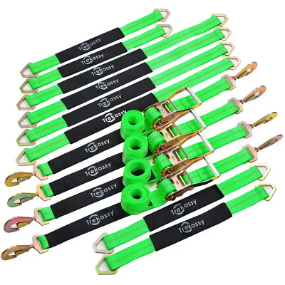 12 Pack Wheel Tow Ratchet Car Tie Down Straps for Car Trailer Hauler UTV Towing - Imagen 1 de 4