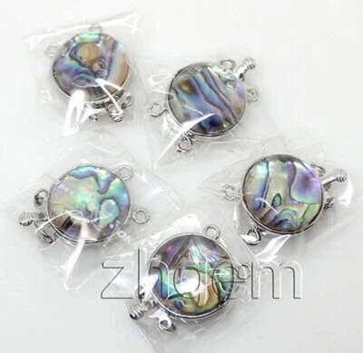 lots 5 pcs natural abalone shell clasp 18mm Jewelry Findings - Image 1 of 3