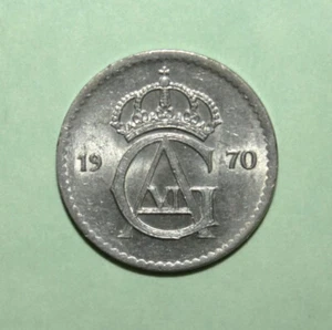 S10 - Sweden 25 Ore 1970 Choice Uncirculated Coin - King Gustav VI - Picture 1 of 2
